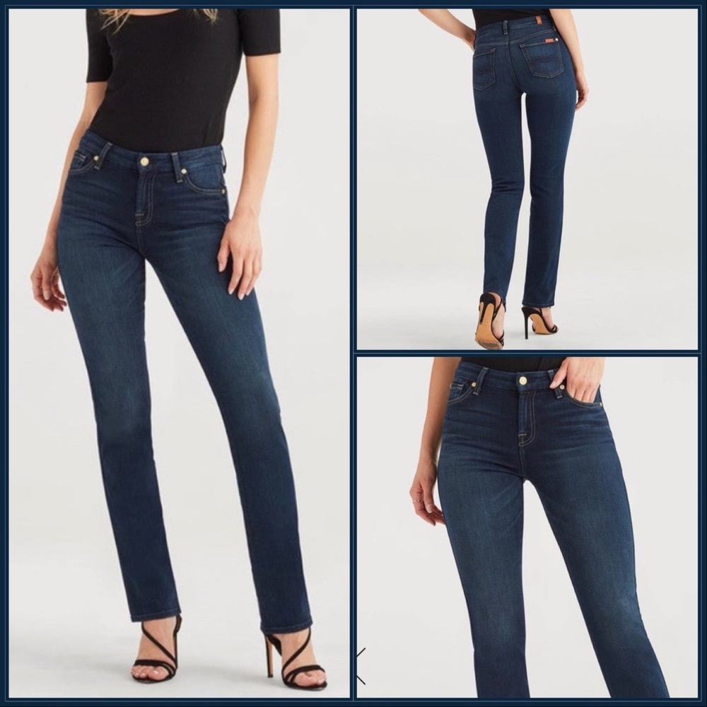 7 For All Mankind Dark Wash Straight Leg Jeans